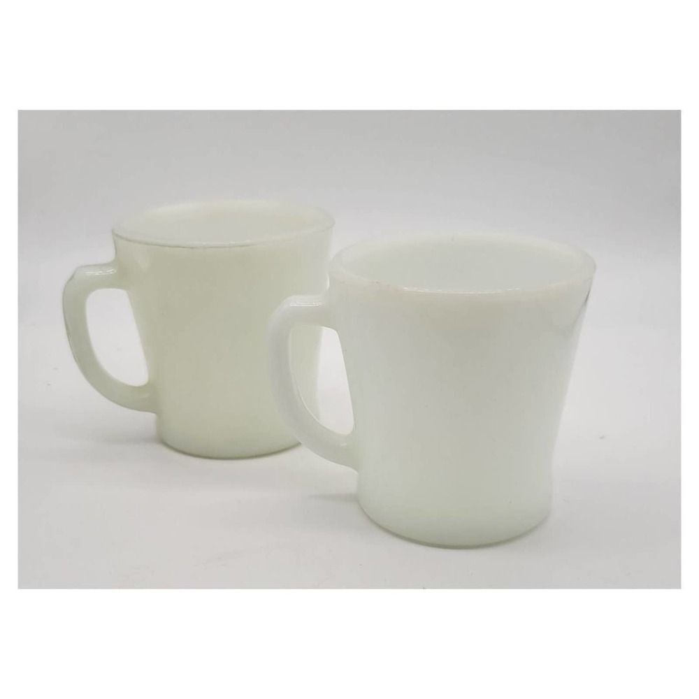 Vintage White Milk Glass Mug Set